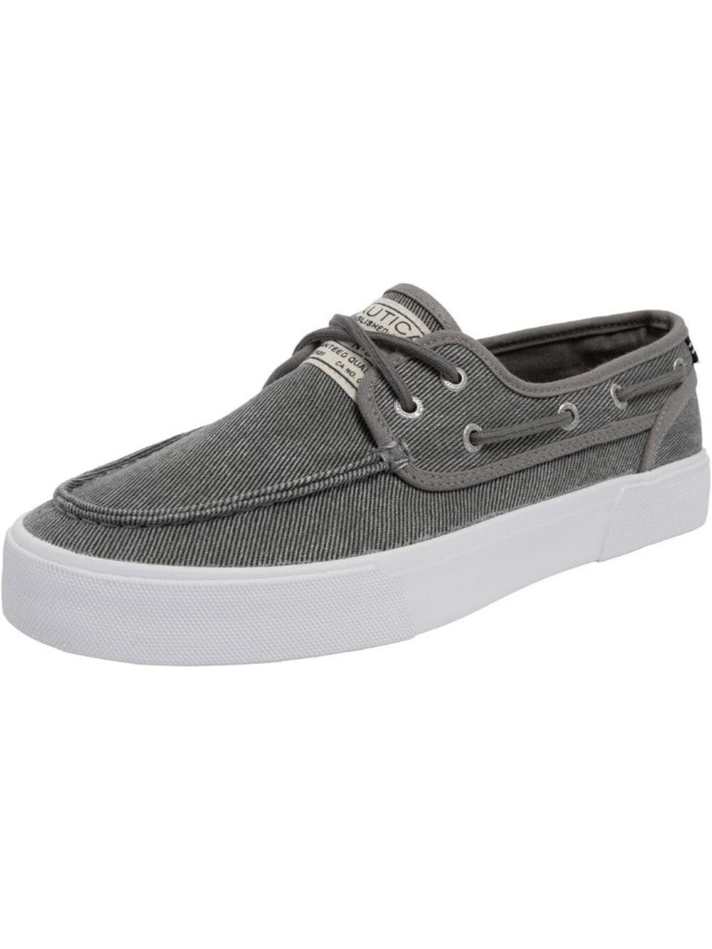 Nautica Men's Wash Grey Moc Toe Cushioned Insole Deck Fashion Lace Up Loafers